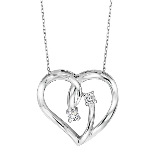 Sterling Silver Diamond Heart Pendant