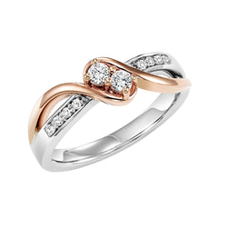 TwoGether 14k Rose and white gold diamond ring