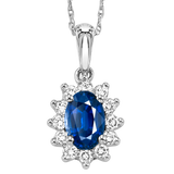 Lady Di Diamond & Sapphire 6X4 Oval Pendant