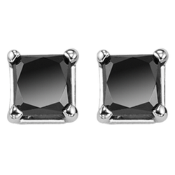 10kw Princess Cut Black Diamond Studs