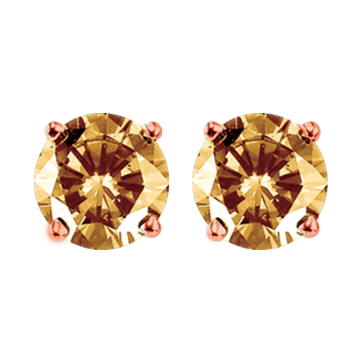 Round Brown Diamond Studs