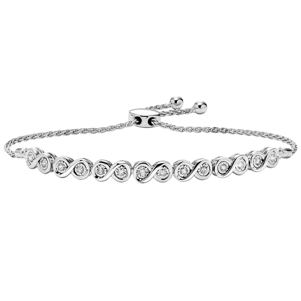 White Gold Diamond Bolo Bracelet 1/2 ctw