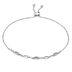 Sterling Silver Diamond Bolo Bracelet 1/8 ctw